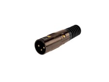 3 Pin XLR Male Mic Connector Gold Plated Pins - Black With Strain Relief Boot
