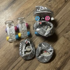 Build-A-Bear Roller Skates Silver Glitter Shoes BAB Ballerina Slippers 2 Sets