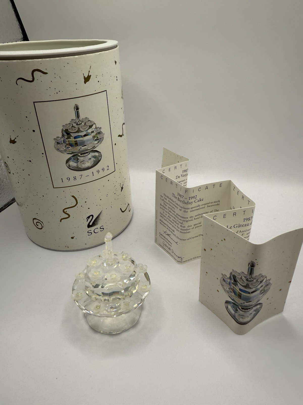 Swarovski Crystal SCS 5 Yr. Anniversary 1987-1992 Birthday Cake 169678 w/Box