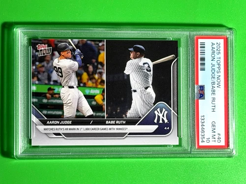 PSA 10 Gem Mint Aaron Judge/Babe Ruth 2025 MLB Topps NOW® Ruth HR Mark #40**6354