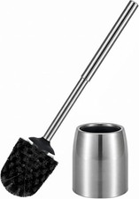 SUS304 Stainless Steel Toilet Brush and Holder Set Stain Nickle 12In Handle