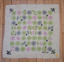 Vintage TAMMIS KEEFE Handkerchief Hanky Flies Ants On Citrus 14.5" x 14.5"