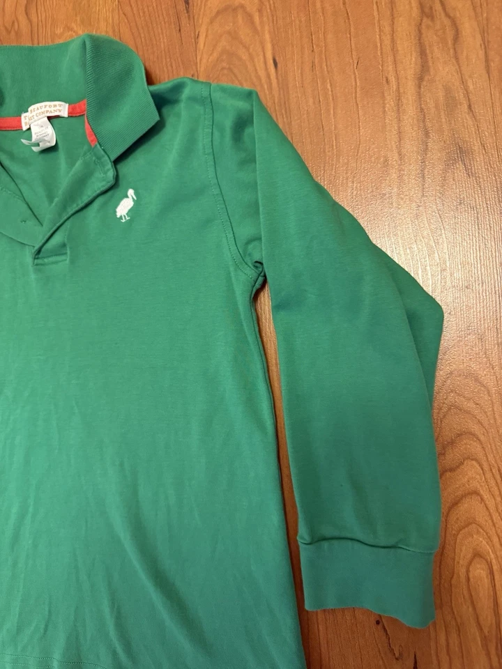 Beaufort Bonnet Company Boys 7 Green Christmas LS Prim & Proper Polo Shirt - Image 4 of 4
