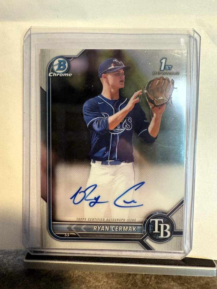2022 Bowman Chrome Draft RYAN CERMAK 1st Prospect Auto #CDA-RCK Rays - Image 3 of 3