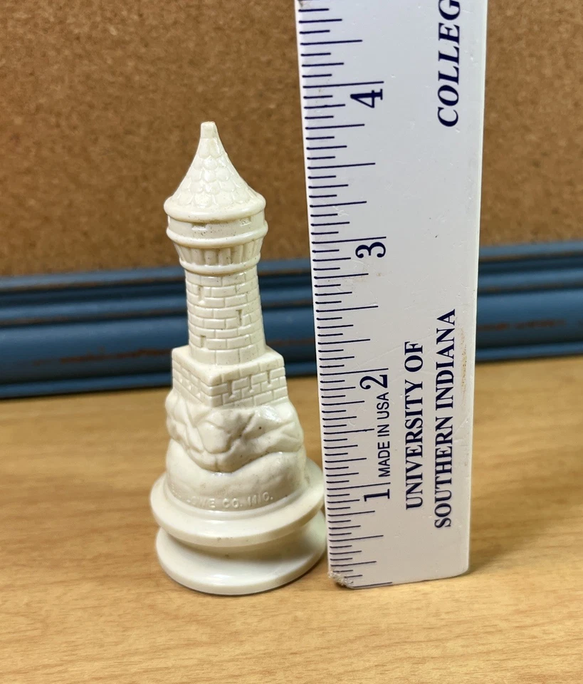 "Pieza de repuesto de ajedrez vintage Anri ES Lowe torre blanca 4"" peso aproximado" Foto 4 de 4