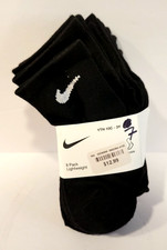 Nike Kids 7 Pack Lightweight Ankle Socks Black White Swoosh UN0611-023 Size XS
