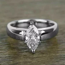 4.00CT Marquise Cut Lab Created Diamond Engagement Ring 14k White Gold Plated