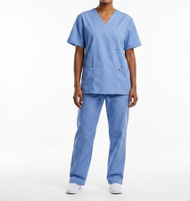 Sivvan Blue Medical Scrub Set Size L Large V-Neck Top Drawstring Pants Uniform