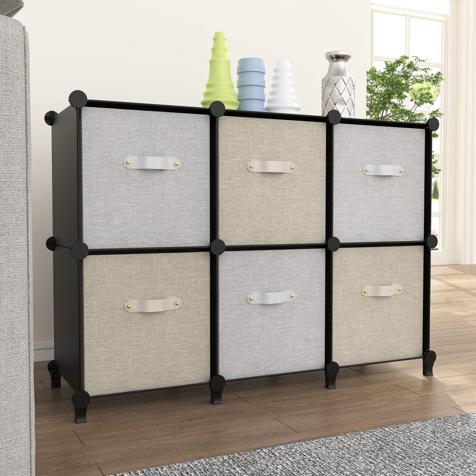 6 Cube Storage Organizer Closet Cabinet Shelf Bookcase 11.8 Inch Black Kids