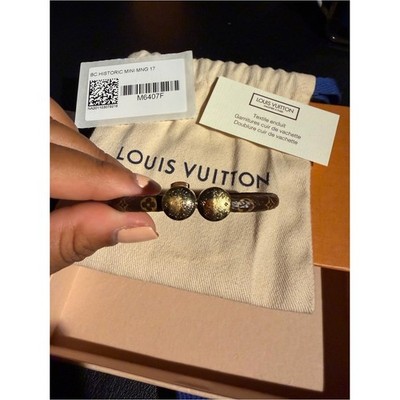 Louis Vuitton Brown Monogram Mini Bracelet with Gold Hardware Size 17