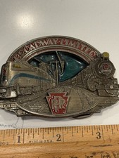 Vintage America  s Highway Of Steel RPR Green  Red Enamel Belt Buckle, USA