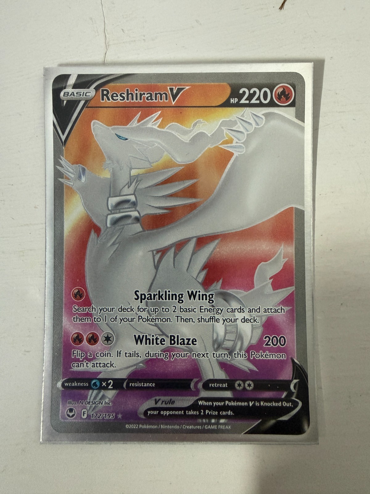 Pokemon - 172/195 - Reshiram V (Full Art) - Silver Tempest
