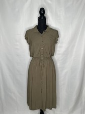NWT Gap Women's Short Sleeve Olive Green Midi Shirt Dress Size Petite Small