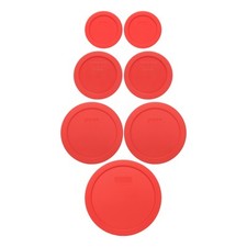 Pyrex Red Lids: 2 7202-PC, 2 7200-PC, 2 7201-PC, 1 7402-PC