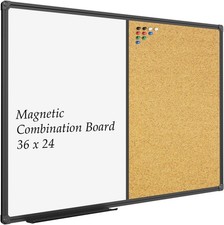 JILoffice White Board  Bulletin Corkboard Combination, Combo Board 36 x 24