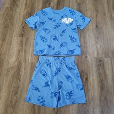 Cuddle Duds Boys Pajamas Size L 10/12 Shorts Tshirt Soccet Baseball Basketball