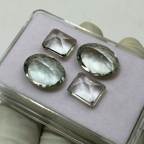 Como Nuevo ~ Lote de 4 Piezas Gemas Corte Facetado Amatista Verde Natural VVS 11mm-16mm - Imagen 4 de 11