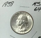 1939-P GEM BU Washington Silver Quarter 25c
