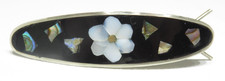 Vintage Alpaca Abalone  Mother Of Pearl Inlay Hair Clip Lot 2573 lisasfinds