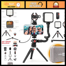 Smartphone Vlogging Kit - Metal Microphone, LED Light, Tripod, Phone Holder