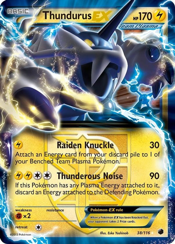 Thundurus EX - 38/116 - Pokemon Plasma Freeze Black & White Ultra Rare Card LP