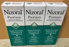  3 Pack NIZORAL Psoriasis Scalp Shampoo and Conditioner, 11 oz Each Exp 04/2027