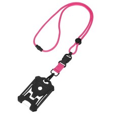 ID Cards Badge Holder Heavy Duty Breakaway Lanyard Matte Design, Black/Rose Red