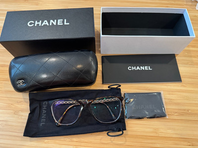 CHANEL ダークトート フレーム メガネ CHANEL CH3408 Dark Tortoise Leather Optical Eyeglasses Frame w box