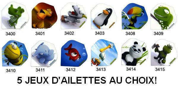 AU CHOIX 5 jeux = 15 ailettes flechettes Ruthless Cartoon ailette flechette