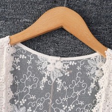 Womens Vintage Long Vest Dress Floral Lace Embroidered Lace-up Sheer Boho Beach