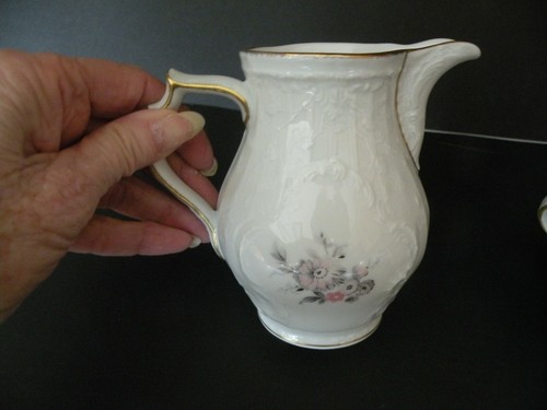 1950s ROSENTHAL Porcelain GREY ROSE SANSSOUCI GERMANY SUGAR BOWL LID & CREAMER - Picture 2 of 10