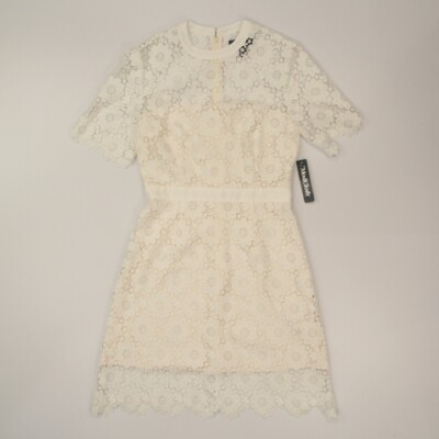 Modcloth Women White Floral Lace A-Line Dress Size 2 Bride Shower Graduation NWT