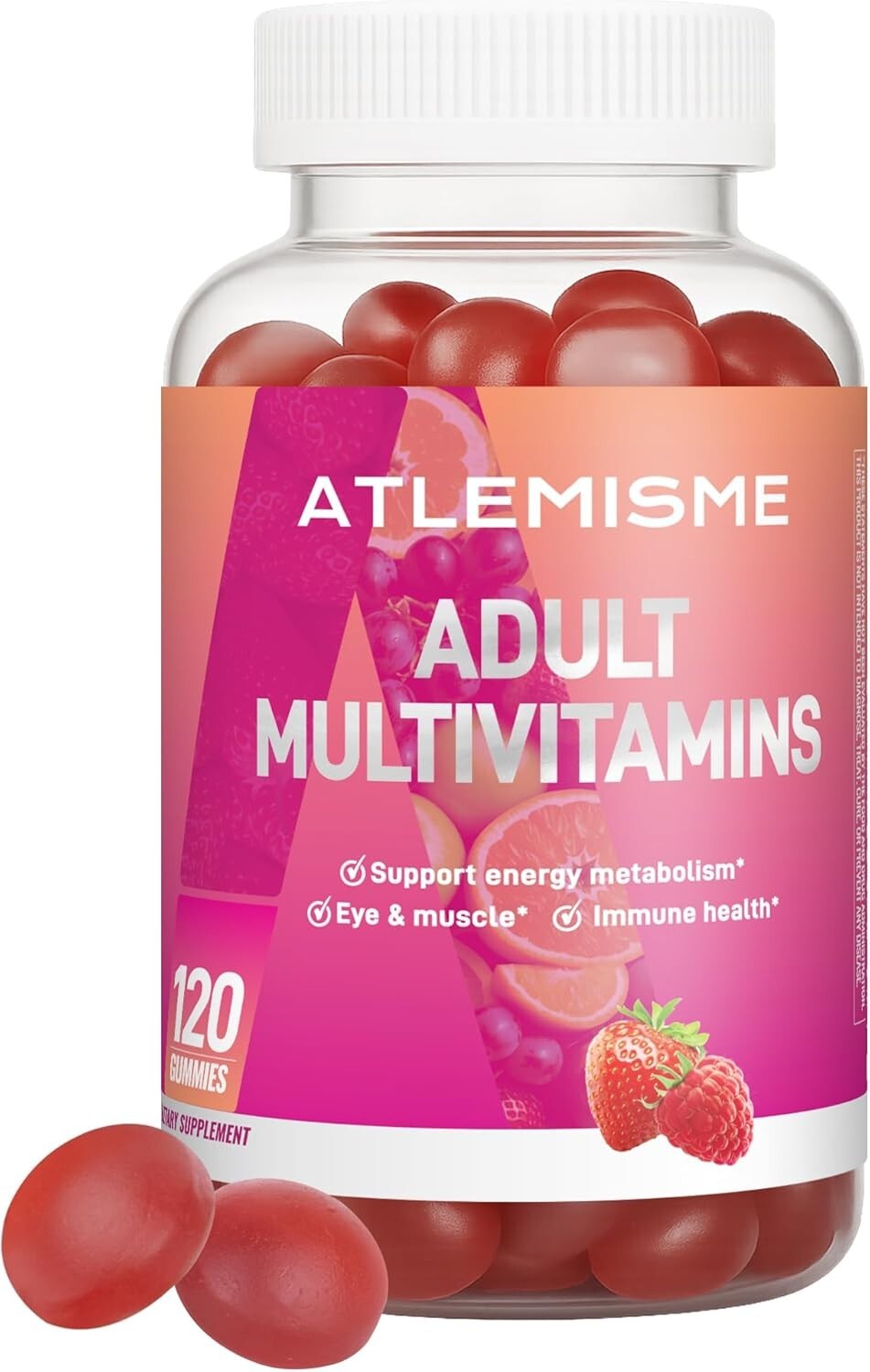 466 ATLEMISME Multivitamin and Mineral Gummies Red Mixed Berry Flavor 120 gums