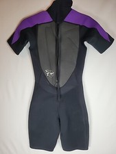 O rageous Shorty WetSuit Women s Size 8 Skin Diving Suit Black Purple