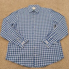 Ben Sherman Shirt Mens 16.5 Blue Plaid Long Sleeve Button Up Cotton