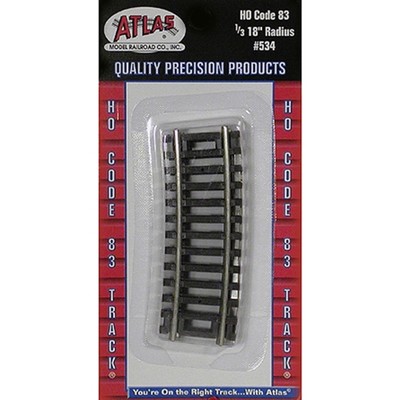 Atlas 534 HO Code 83 18'' radius 1/3 section 4pcs