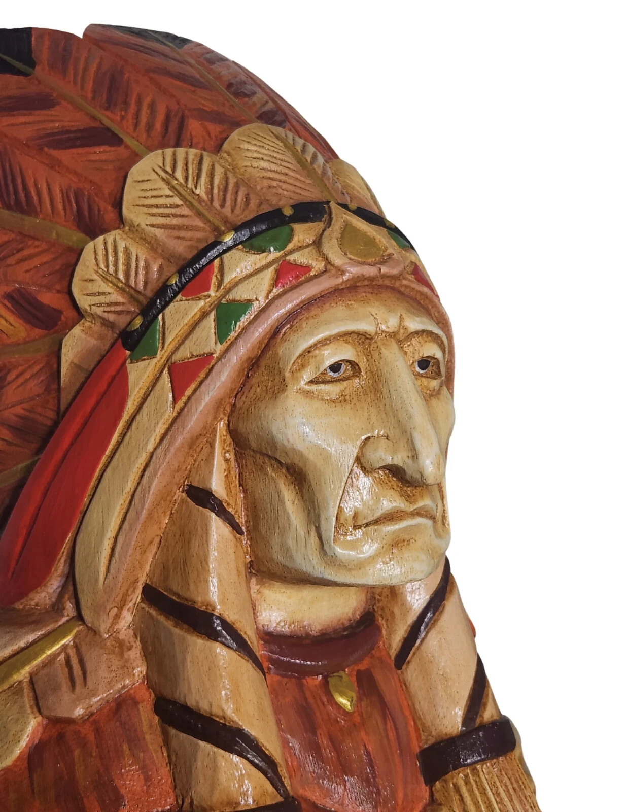 WOODEN CIGAR STORE INDIAN CHIEF WARRIOR WESTERN 3' STATUE NATIVE AMERICAN clear eBay