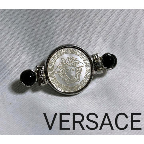 Authentic, good quality, vintage Versace Medusa logo x shell brooch, silver  x bl