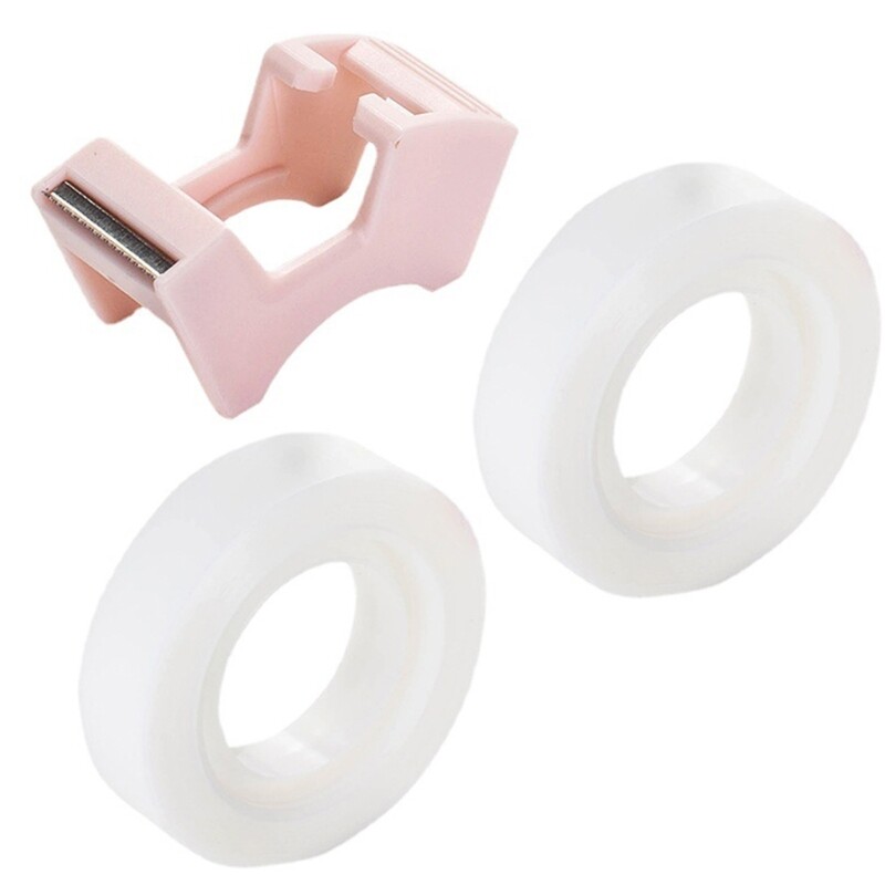 2Pcs 0.5 Invisable Tape Book Paper Repaire Tape Set with Reusable Tape Cutter