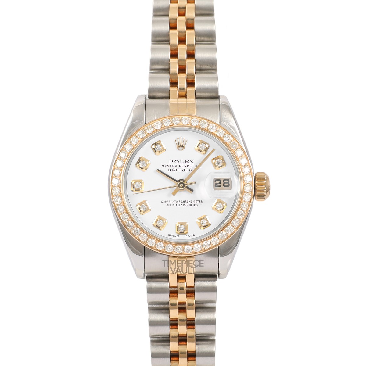 ROLEX DATEJUST 79173 2コマ ROLEX LADY DATEJUST 79173 GOLD & STEEL 26MM WHITE DIAMOND DIAL