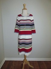 Talbots Size SP Nautical Stripe Boat Neck 3/4 Sleeve Shift Tunic Dress 