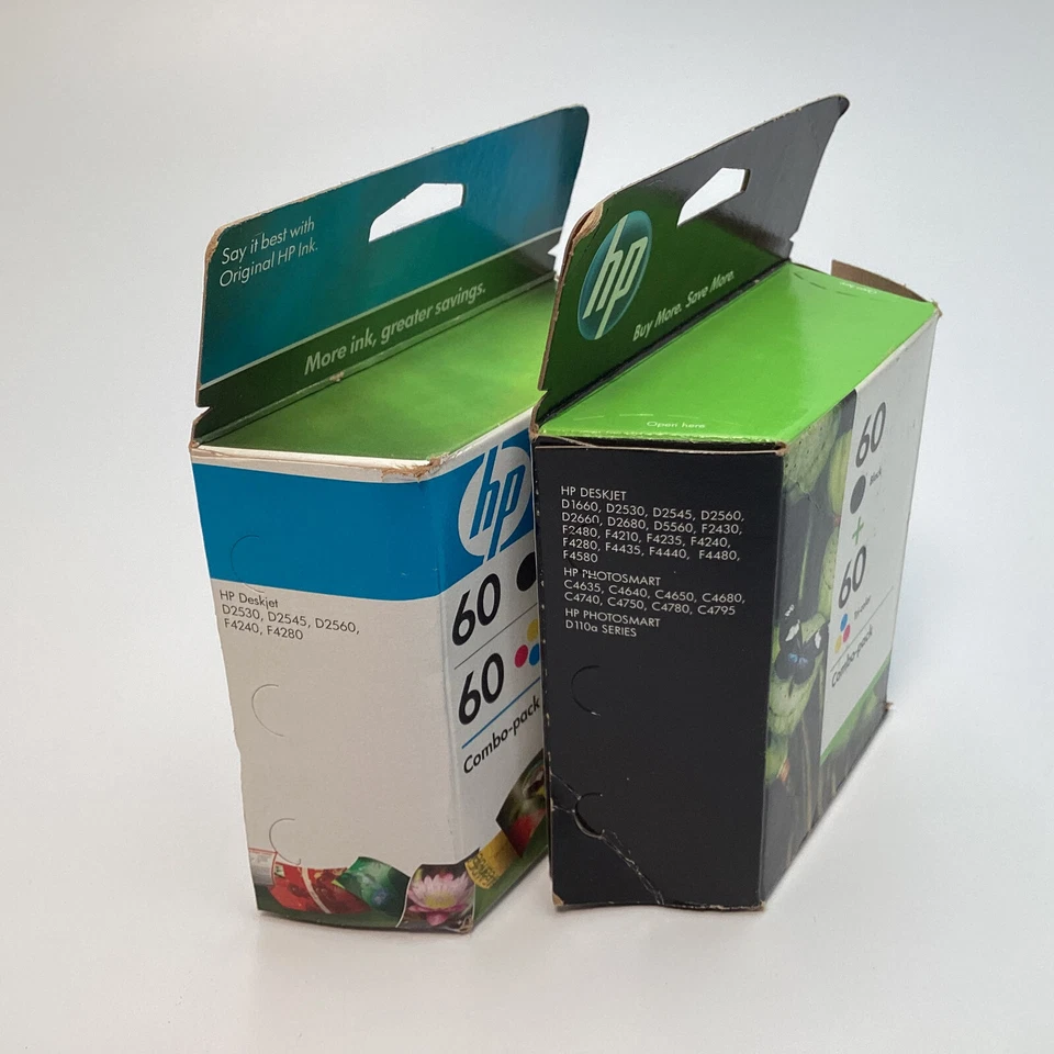 Combo de cartucho de tinta HP 60 preto e tricolor pacote com 4 - datado de 2010 e 2012 - Leia - Imagem 2 de 4