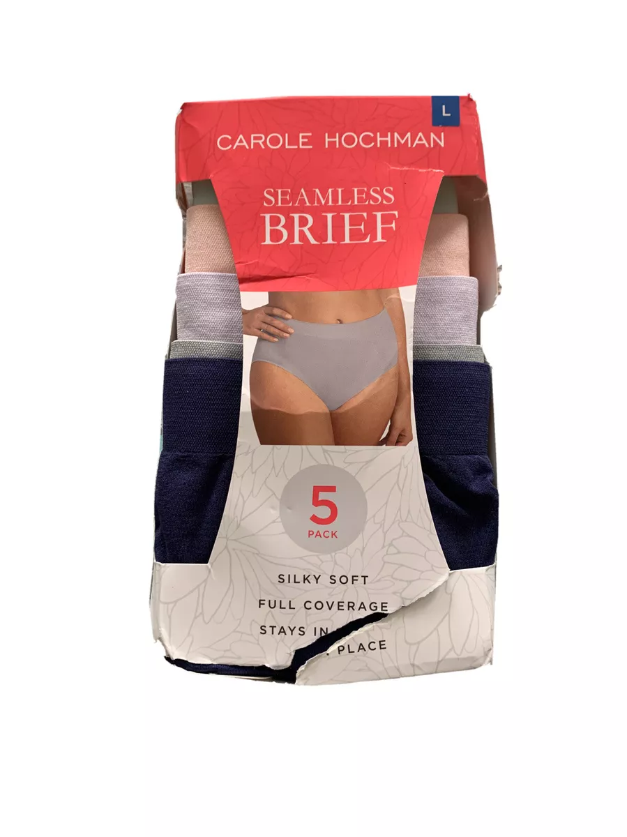 Large Carole Hochman Ladies' Seamless Brief 5-Pack Blue Assorted Underwear