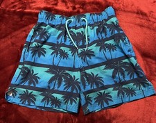 George brand Mens 6 inch swim trunks Size S 28-30 Lined, 3 Pockets. Palm Trees.