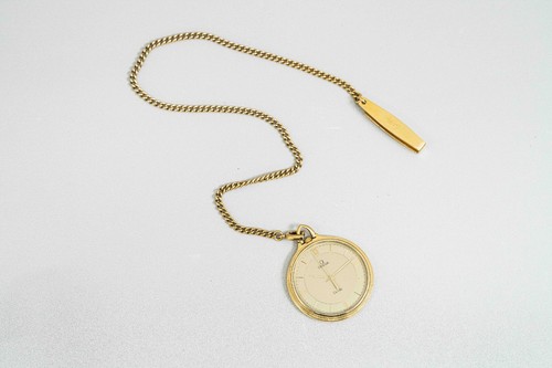 *Exc+5* Vintage OMEGA De Ville Pocket Watch Cal.1417 Quartz *191.1780 Gold Roman - Picture 10 of 13