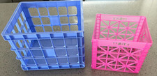 2 Plastic Baskets/Crates for Organizing and Storage Blue and Pink