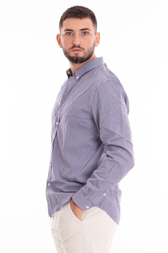 LACOSTE Herren Hemd 100% Baumwolle Art. CH2932 522 Blanc-001/Bleu Marine-166 - Bild 2 von 6