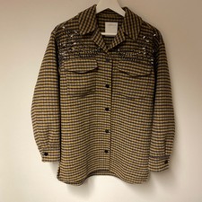 Sandro Brodan Plaid Beaded Detail Jacket Size 34 Uk 10 Best Fit