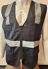 High Visibility Reflective Black Safety Vest