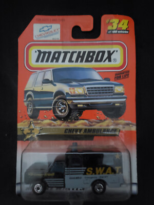 1999 Matchbox Chevy Ambulance (SWAT) MB34 new in package.